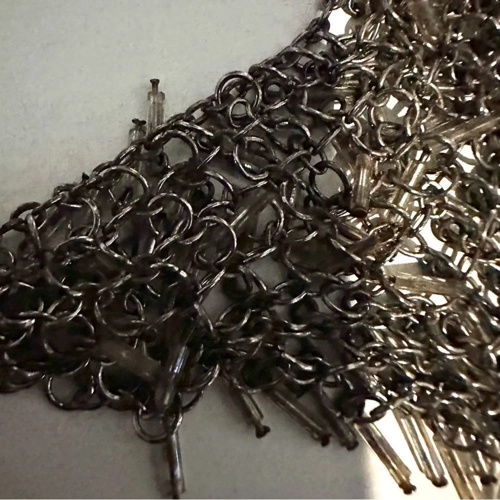 Silver tone statement necklace